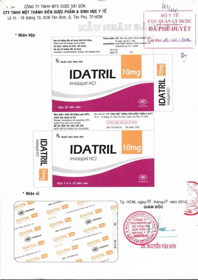 thông tin, cách dùng, giá thuốc Idatril 10mg - ảnh 0