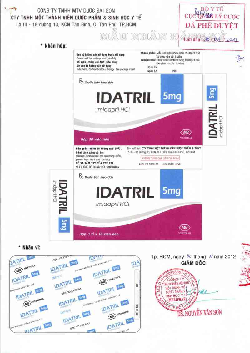 thông tin, cách dùng, giá thuốc Idatril 5mg - ảnh 0