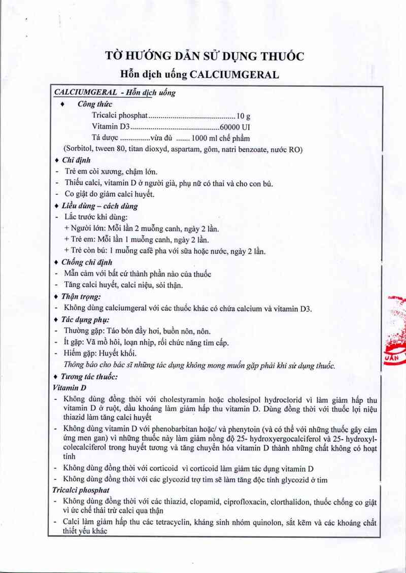 thông tin, cách dùng, giá thuốc Calciumgeral - ảnh 1