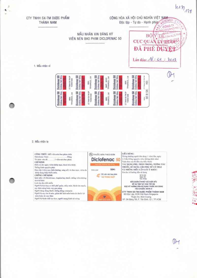 thông tin, cách dùng, giá thuốc Diclofenac 50 - ảnh 0