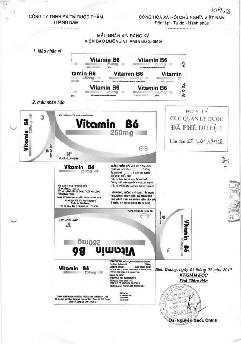 thông tin, cách dùng, giá thuốc Vitamin B6 250mg - ảnh 0