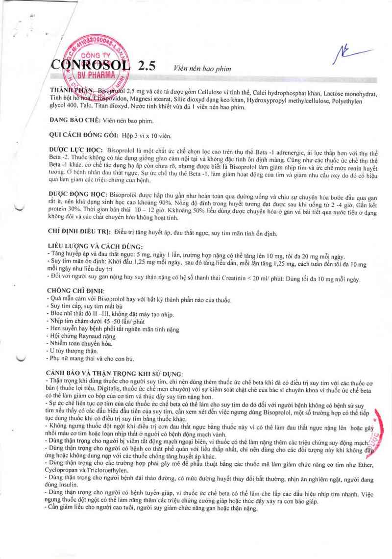 thông tin, cách dùng, giá thuốc Conrosol 2.5 - ảnh 2