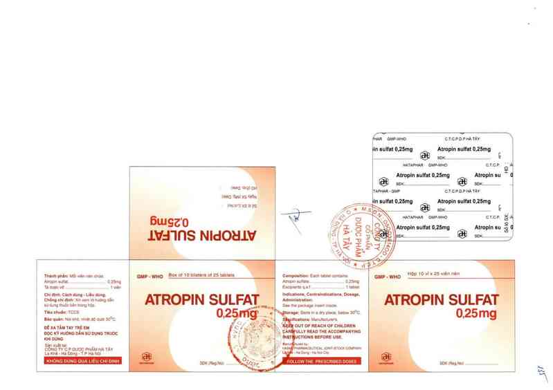 thông tin, cách dùng, giá thuốc Atropin sulfat 0,25 mg/1 ml - ảnh 0