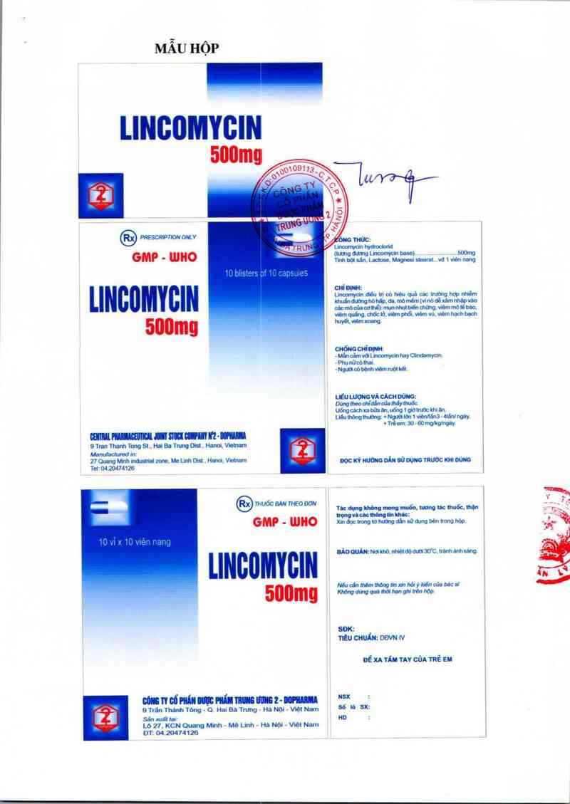 thông tin, cách dùng, giá thuốc Lincomycin 500 mg - ảnh 1