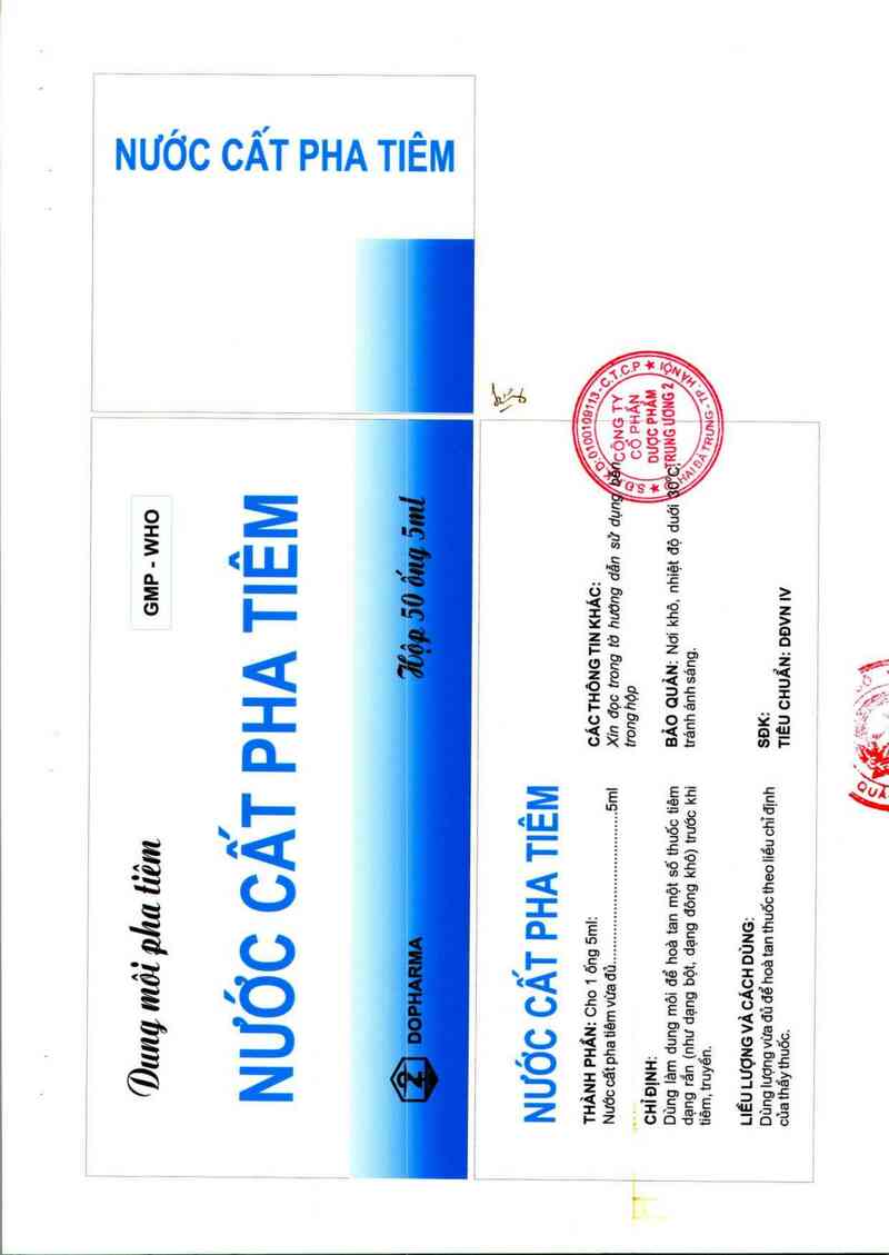 thông tin, cách dùng, giá thuốc Nước cất pha tiêm 5 ml - ảnh 1