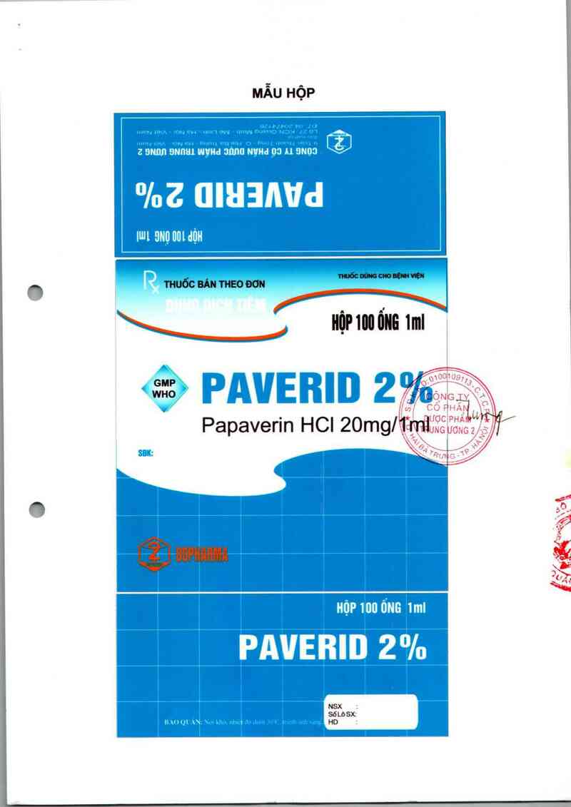 thông tin, cách dùng, giá thuốc Paverid 2% - ảnh 1