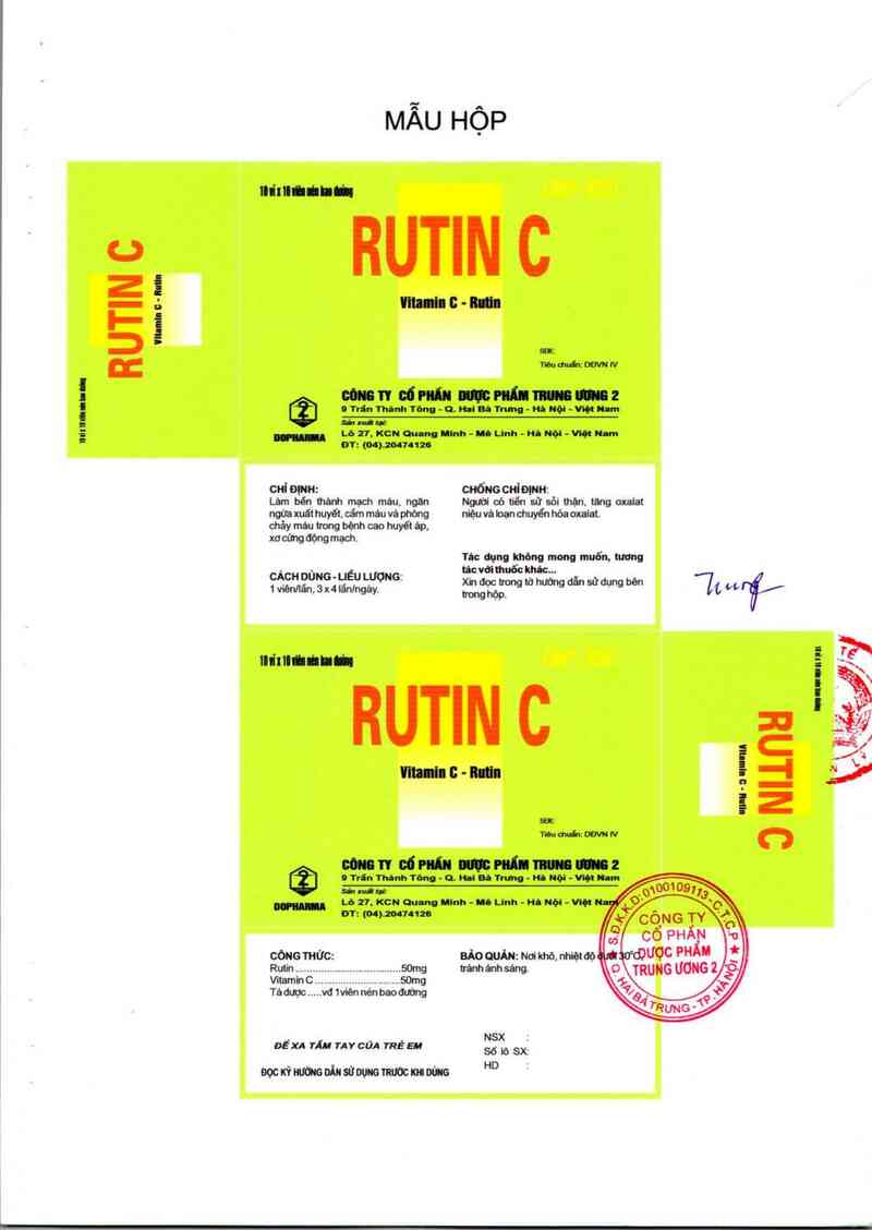 thông tin, cách dùng, giá thuốc Rutin C - ảnh 1