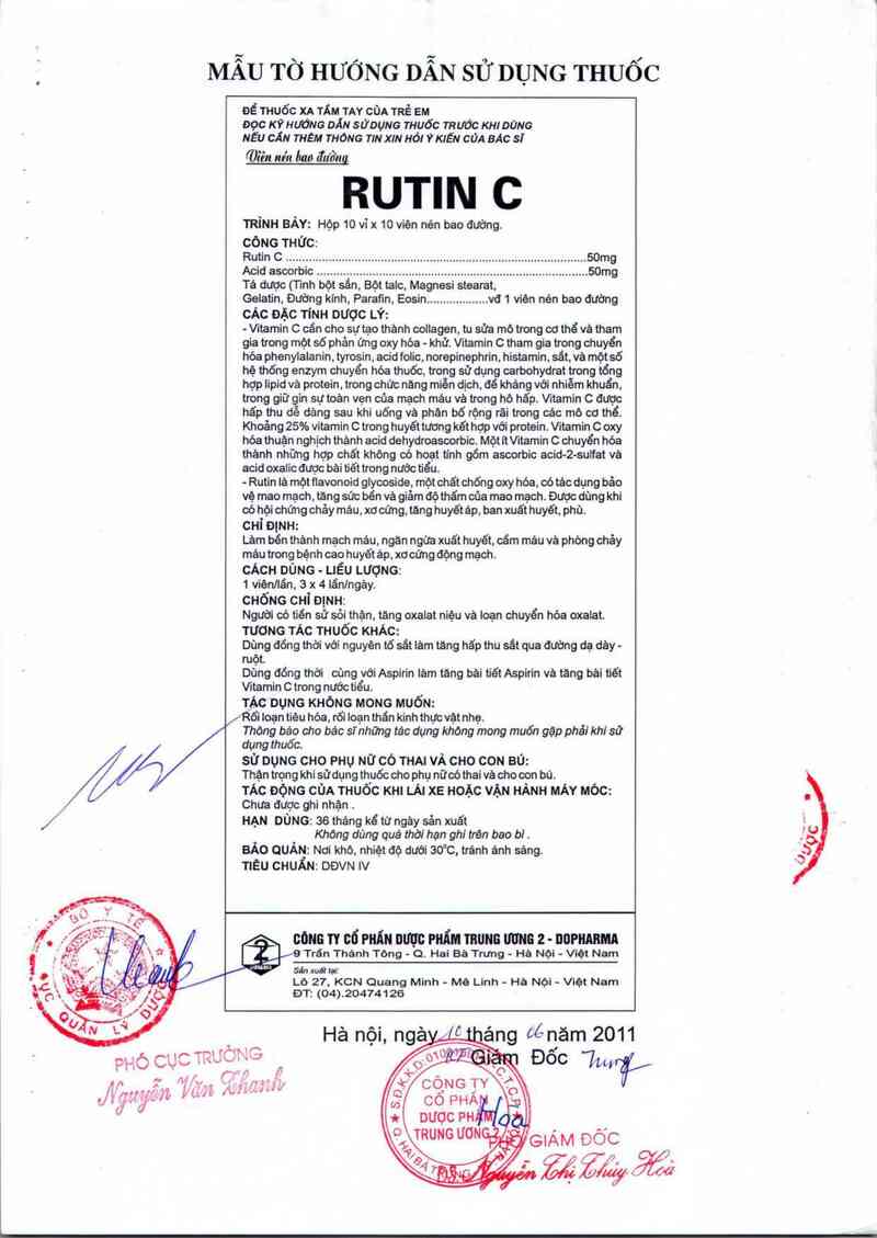 thông tin, cách dùng, giá thuốc Rutin C - ảnh 2