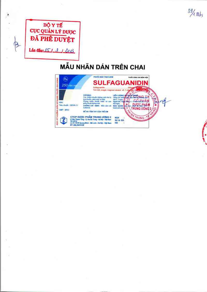 thông tin, cách dùng, giá thuốc Sulfaguanidin 500 mg - ảnh 0