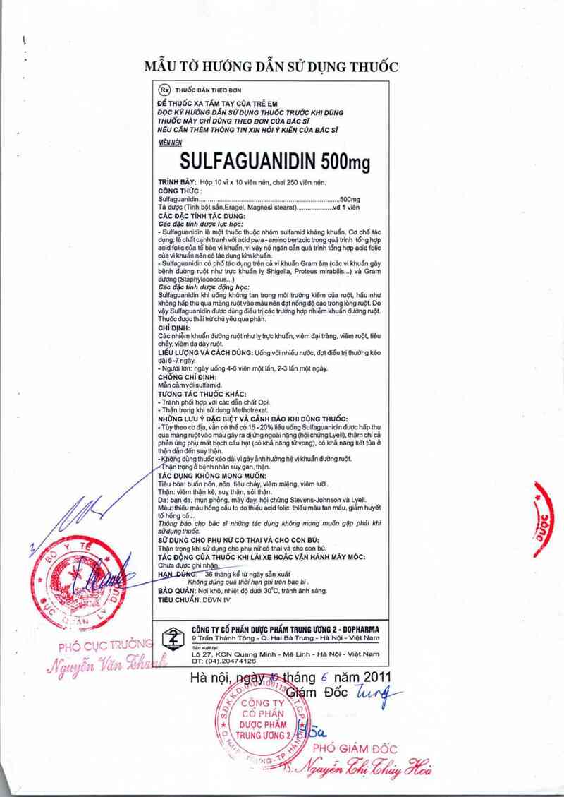 thông tin, cách dùng, giá thuốc Sulfaguanidin 500 mg - ảnh 3