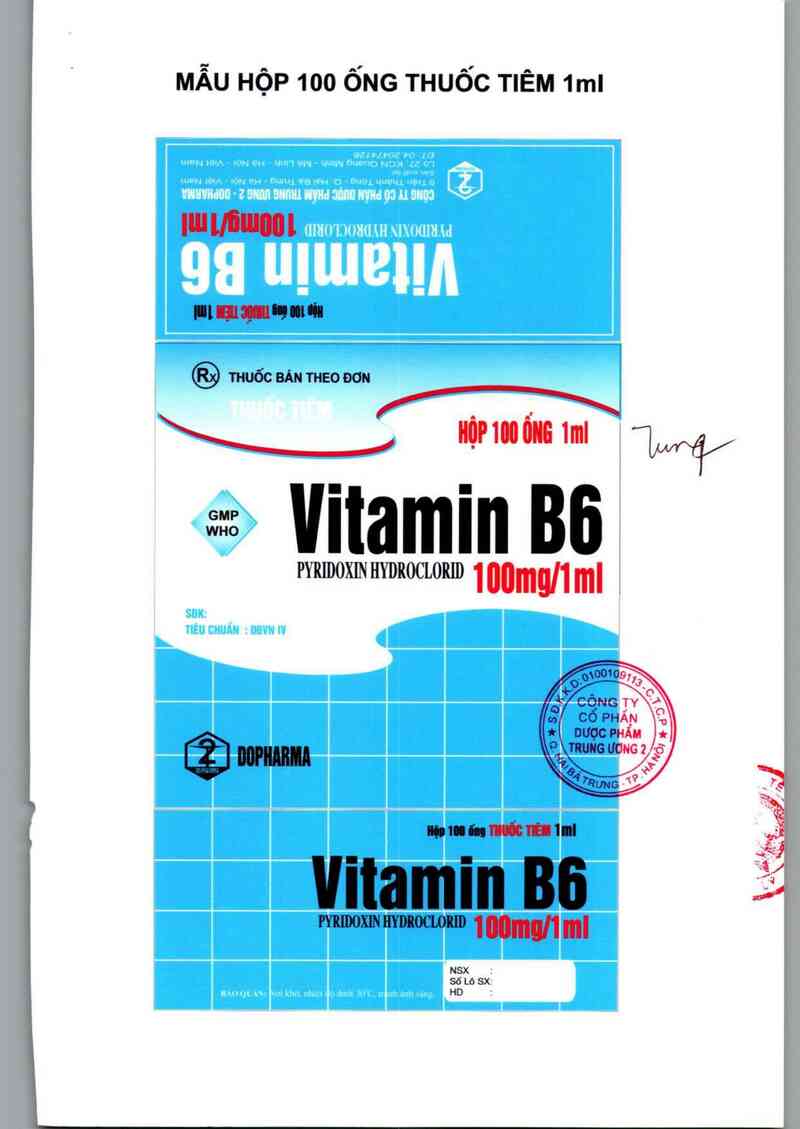 thông tin, cách dùng, giá thuốc Vitamin B6 100 mg/1 ml - ảnh 2