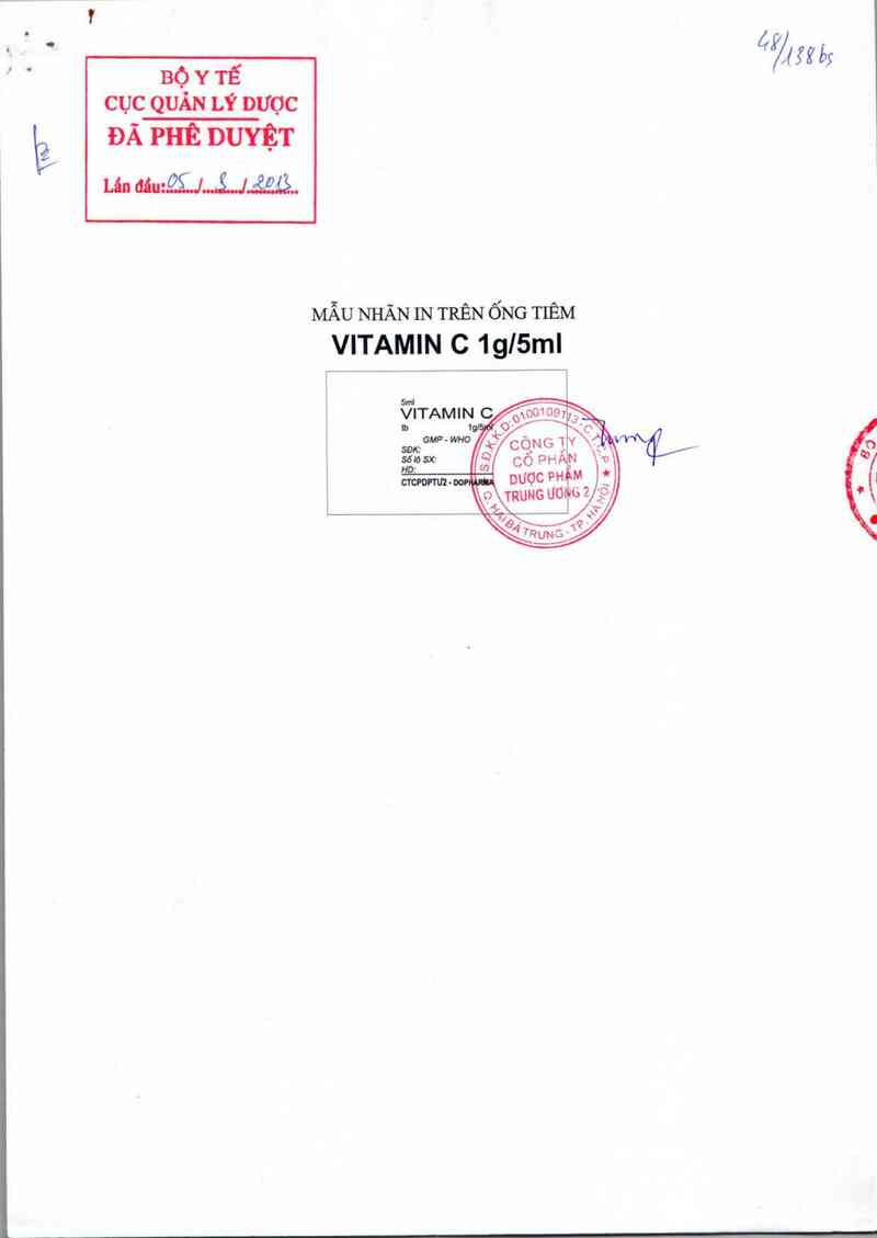 thông tin, cách dùng, giá thuốc Vitamin C 1g/5ml - ảnh 0