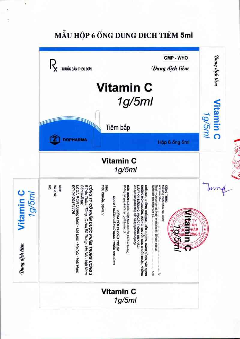 thông tin, cách dùng, giá thuốc Vitamin C 1g/5ml - ảnh 1