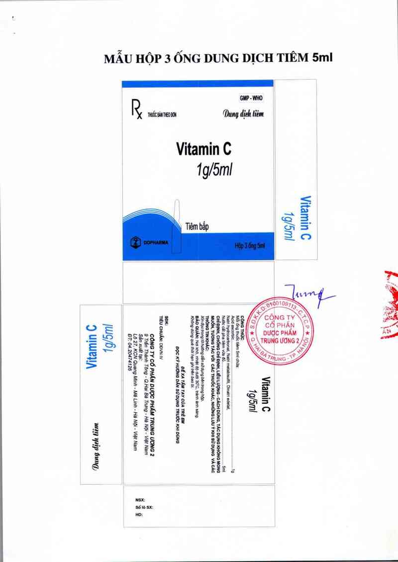 thông tin, cách dùng, giá thuốc Vitamin C 1g/5ml - ảnh 2