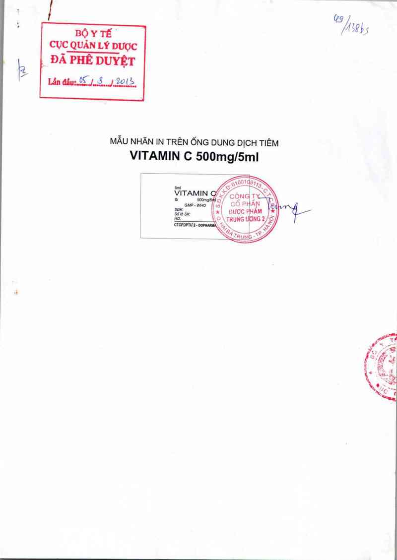 thông tin, cách dùng, giá thuốc Vitamin C 500 mg/5ml - ảnh 0