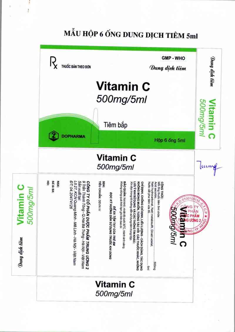 thông tin, cách dùng, giá thuốc Vitamin C 500 mg/5ml - ảnh 1