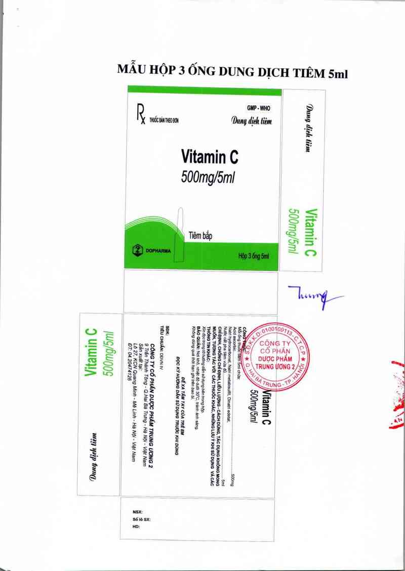 thông tin, cách dùng, giá thuốc Vitamin C 500 mg/5ml - ảnh 2