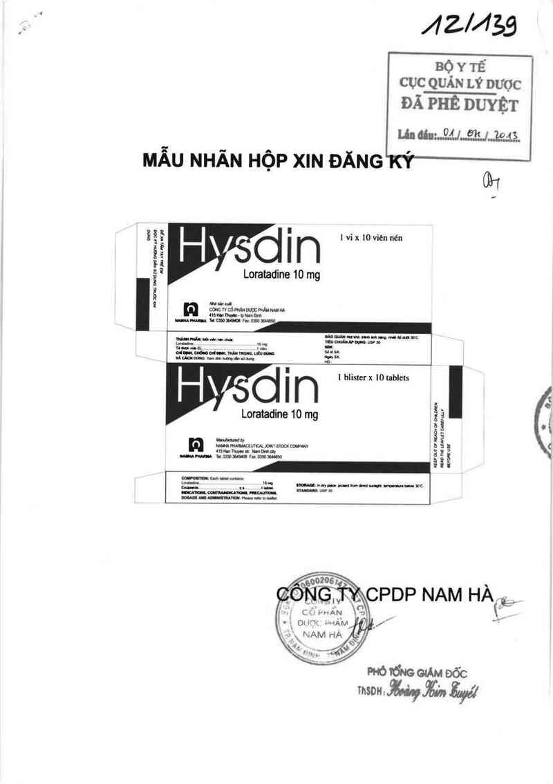 thông tin, cách dùng, giá thuốc Hysdin - ảnh 0