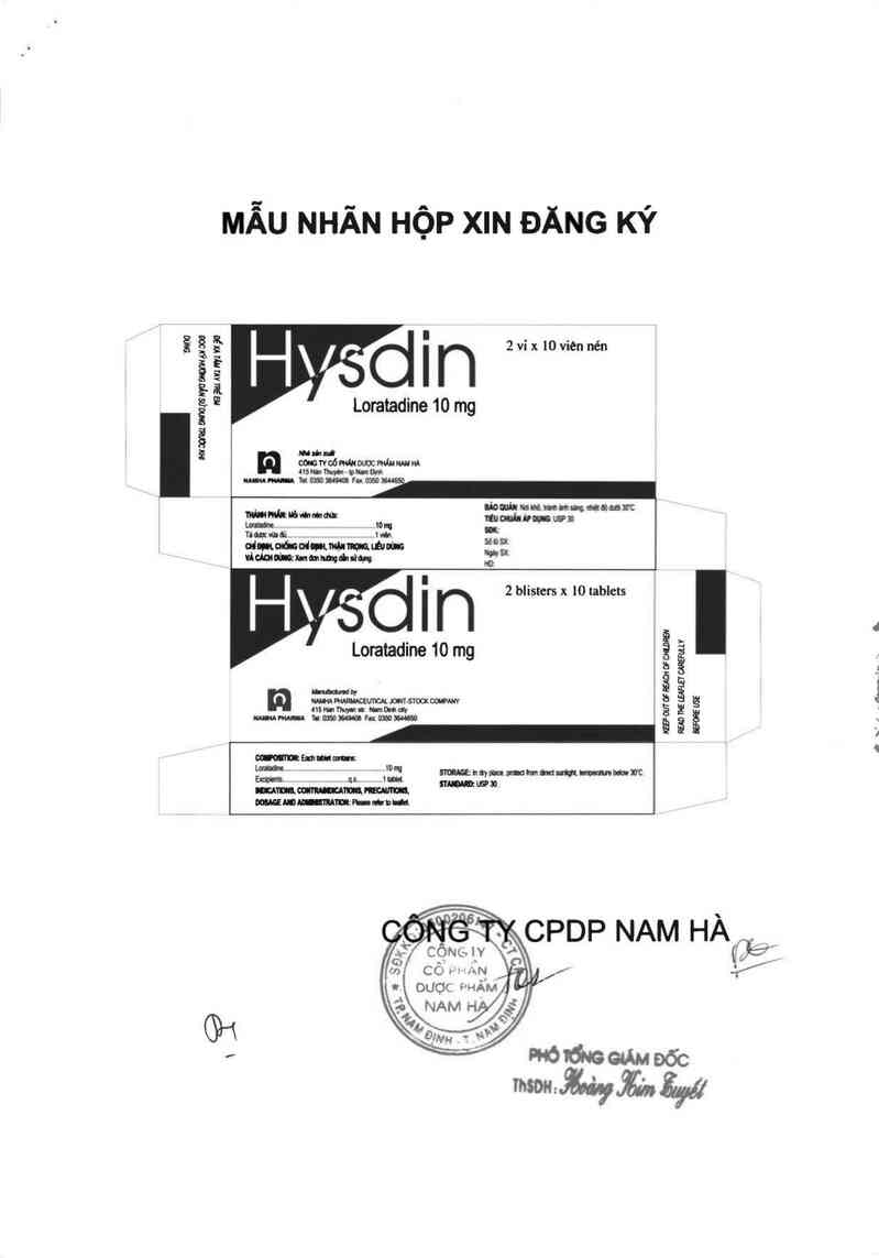 thông tin, cách dùng, giá thuốc Hysdin - ảnh 1