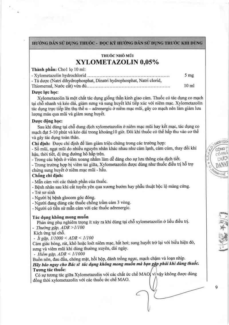 thông tin, cách dùng, giá thuốc Xylometazolin 0,05% - ảnh 1