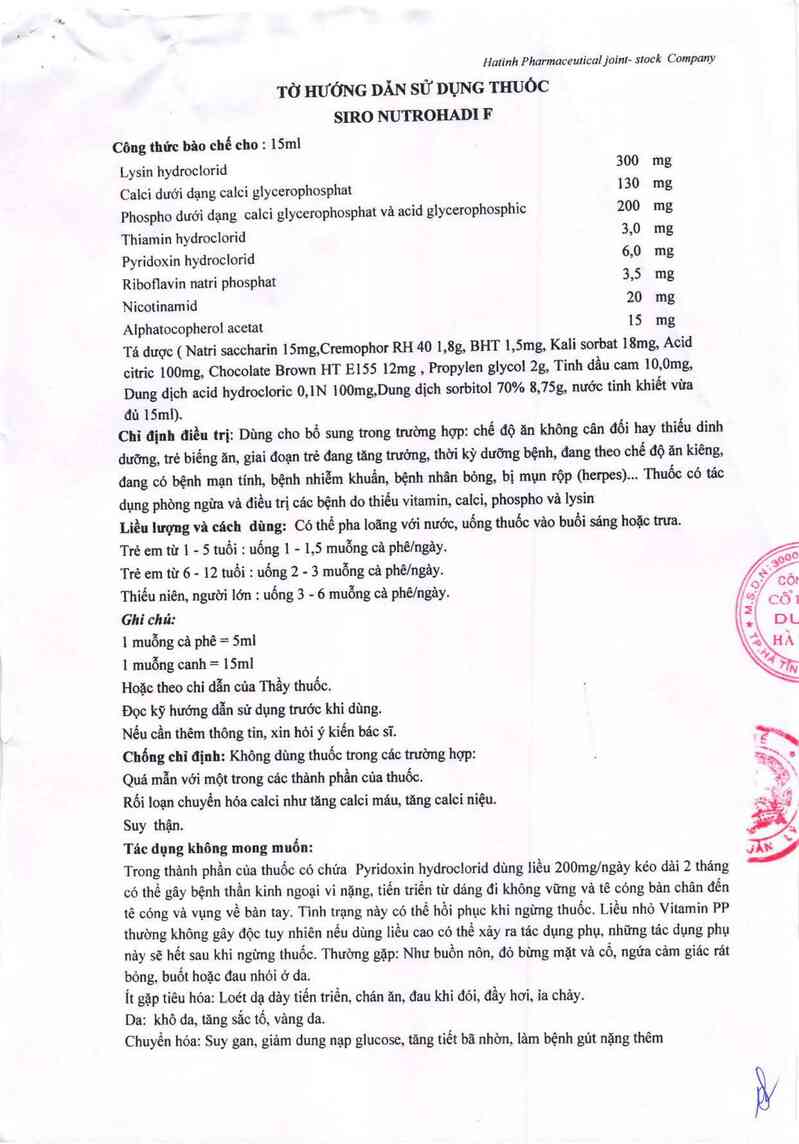 thông tin, cách dùng, giá thuốc Nutrohadi F - ảnh 2