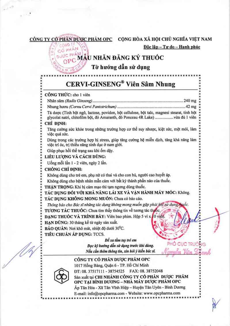 thông tin, cách dùng, giá thuốc Cervi-Ginseng viên sâm nhung - ảnh 2