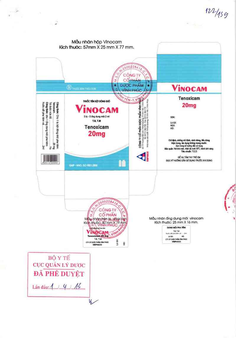 thông tin, cách dùng, giá thuốc Vinocam 20mg - ảnh 0