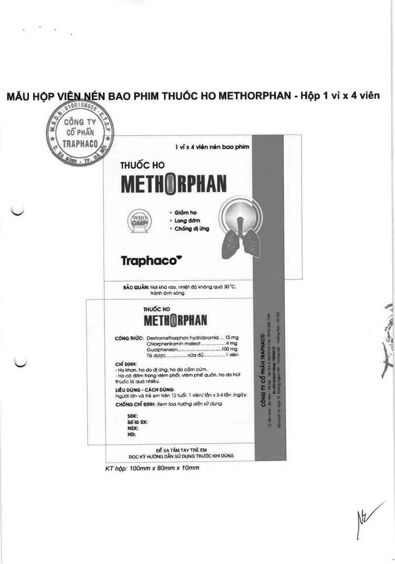 thông tin, cách dùng, giá thuốc Thuốc ho Methorphan - ảnh 4