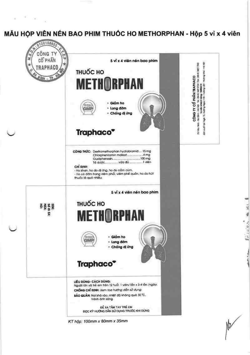 thông tin, cách dùng, giá thuốc Thuốc ho Methorphan - ảnh 5