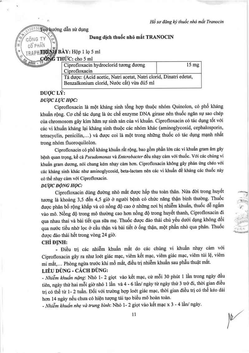 thông tin, cách dùng, giá thuốc Tranocin - ảnh 1