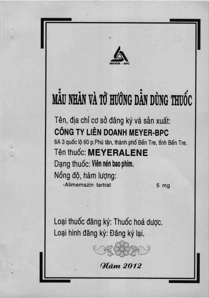 thông tin, cách dùng, giá thuốc Meyeralene - ảnh 0