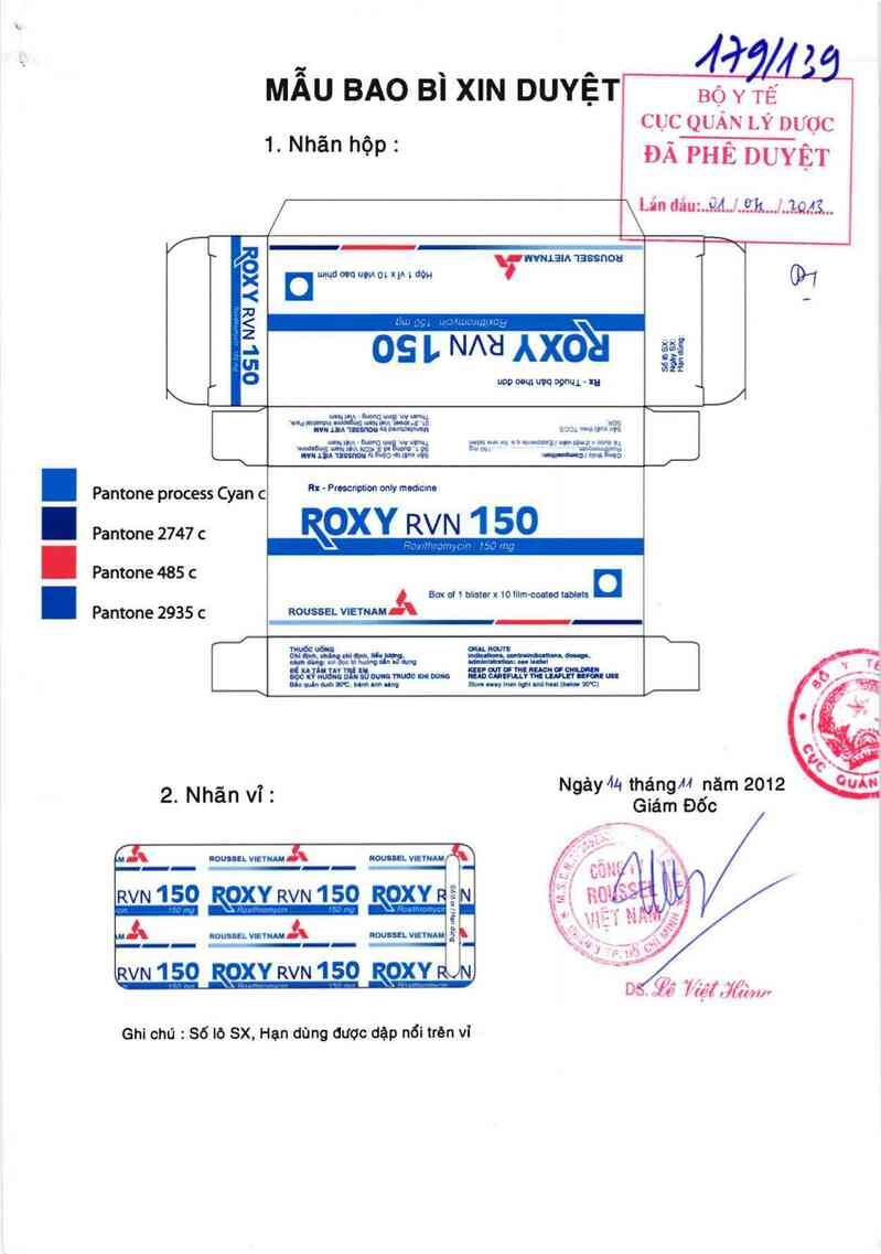 thông tin, cách dùng, giá thuốc Roxy RVN 150 - ảnh 0