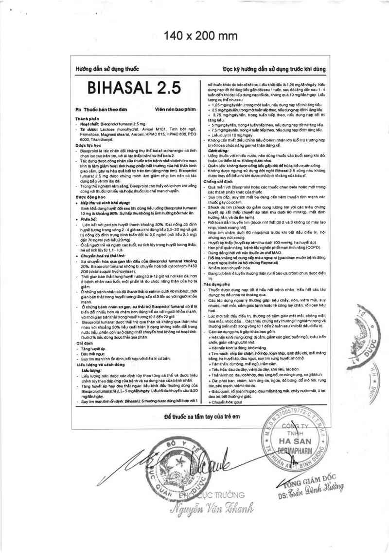 thông tin, cách dùng, giá thuốc Bihasal 2.5 - ảnh 2