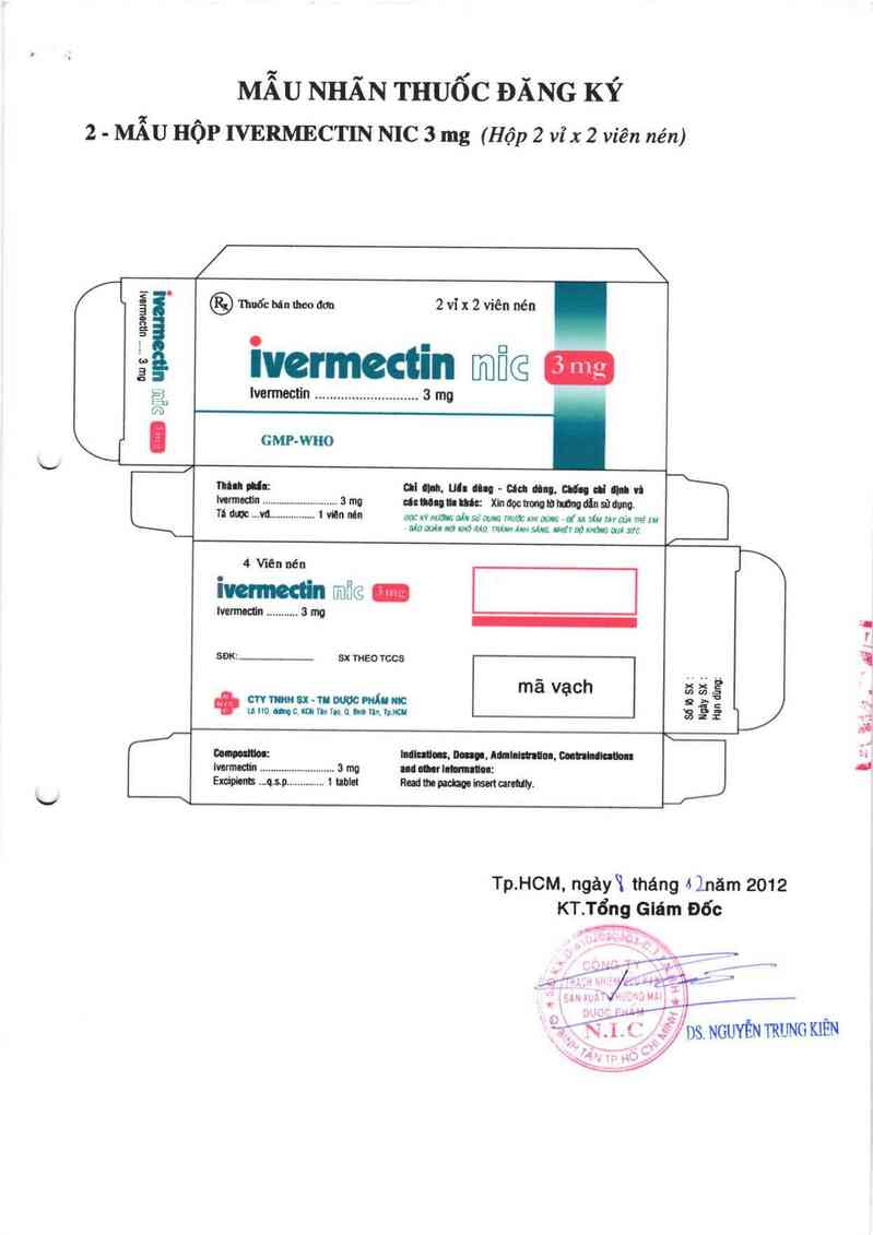 thông tin, cách dùng, giá thuốc Ivermectin Nic 3 mg - ảnh 1