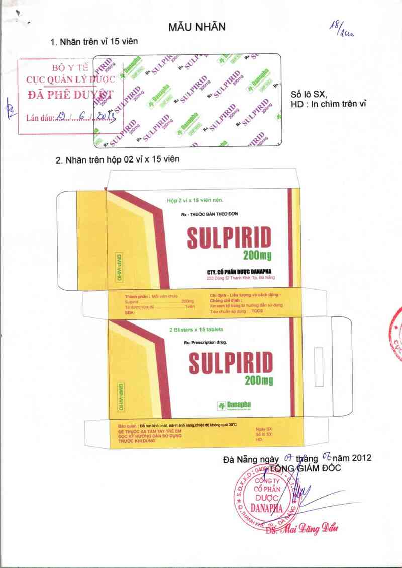 thông tin, cách dùng, giá thuốc Sulpirid 200 mg - ảnh 0