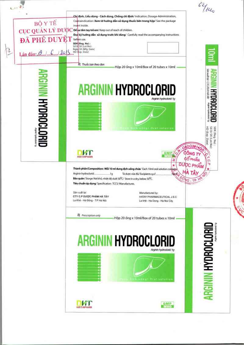 thông tin, cách dùng, giá thuốc Arginin hydroclorid - ảnh 0