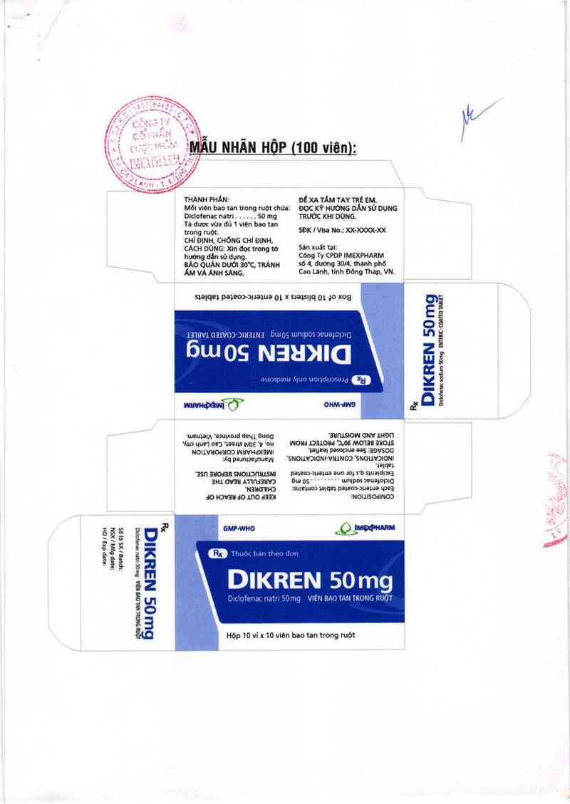 thông tin, cách dùng, giá thuốc Dikren 50 mg - ảnh 2