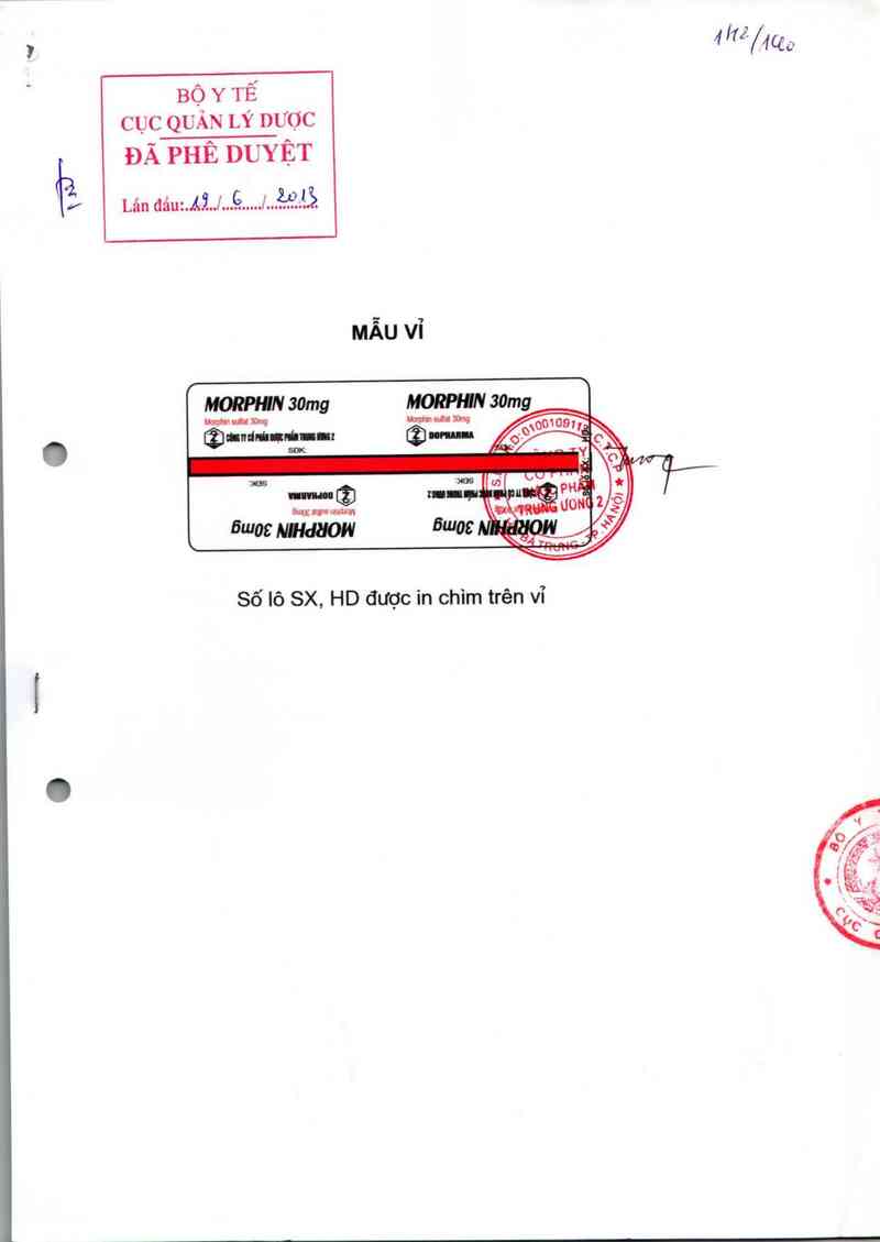 thông tin, cách dùng, giá thuốc Morphin 30 mg - ảnh 0