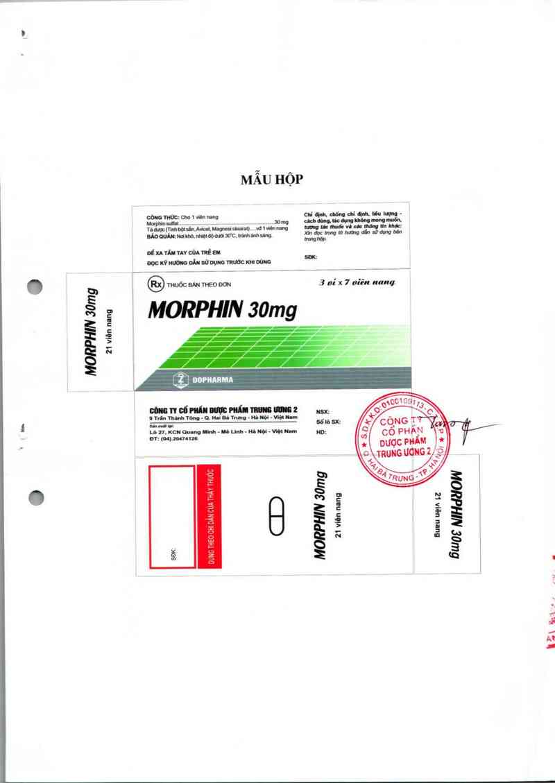 thông tin, cách dùng, giá thuốc Morphin 30 mg - ảnh 1