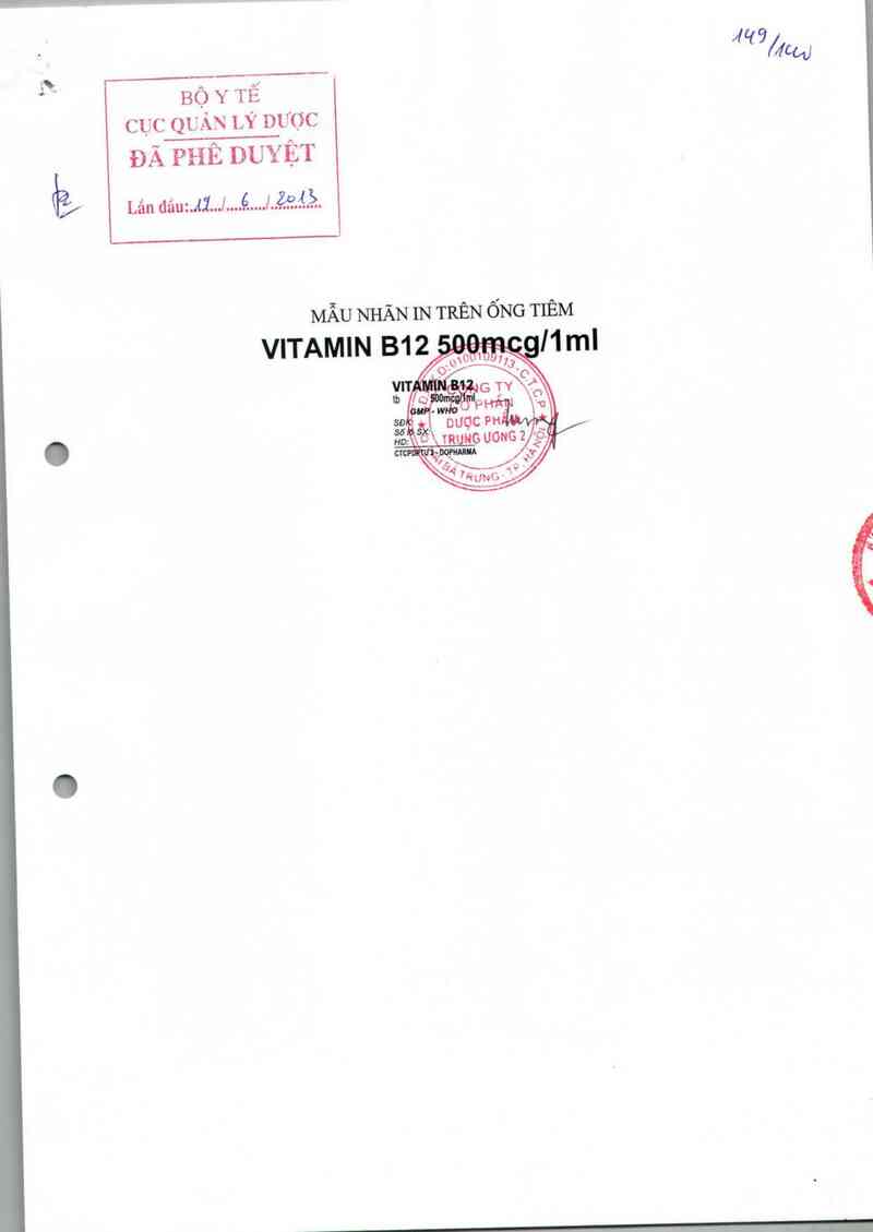 thông tin, cách dùng, giá thuốc Vitamin B12 500 mcg/1 ml - ảnh 0