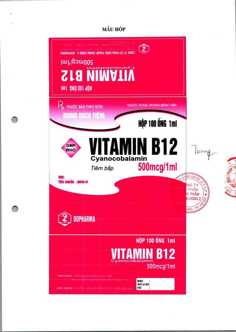 thông tin, cách dùng, giá thuốc Vitamin B12 500 mcg/1 ml - ảnh 1