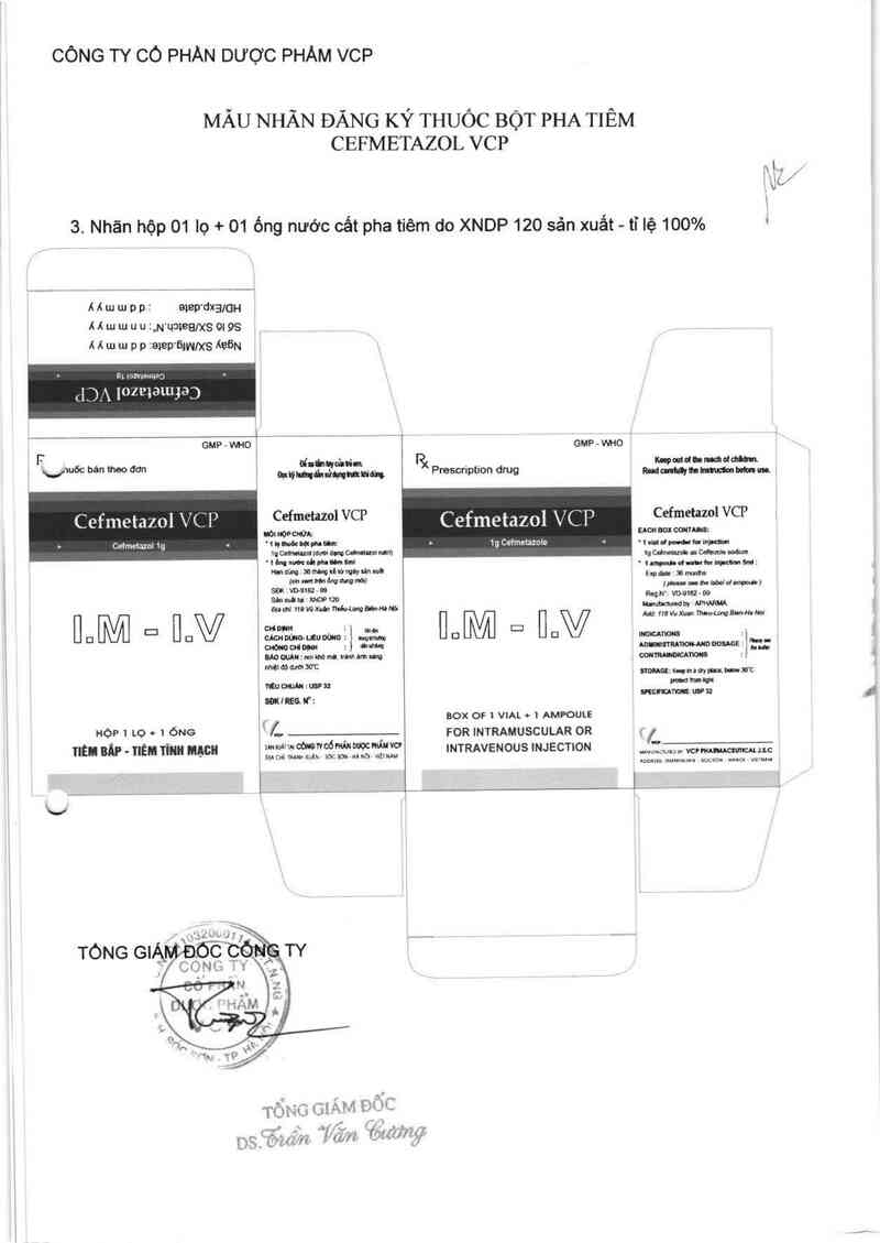 thông tin, cách dùng, giá thuốc Cefmetazol VCP - ảnh 1