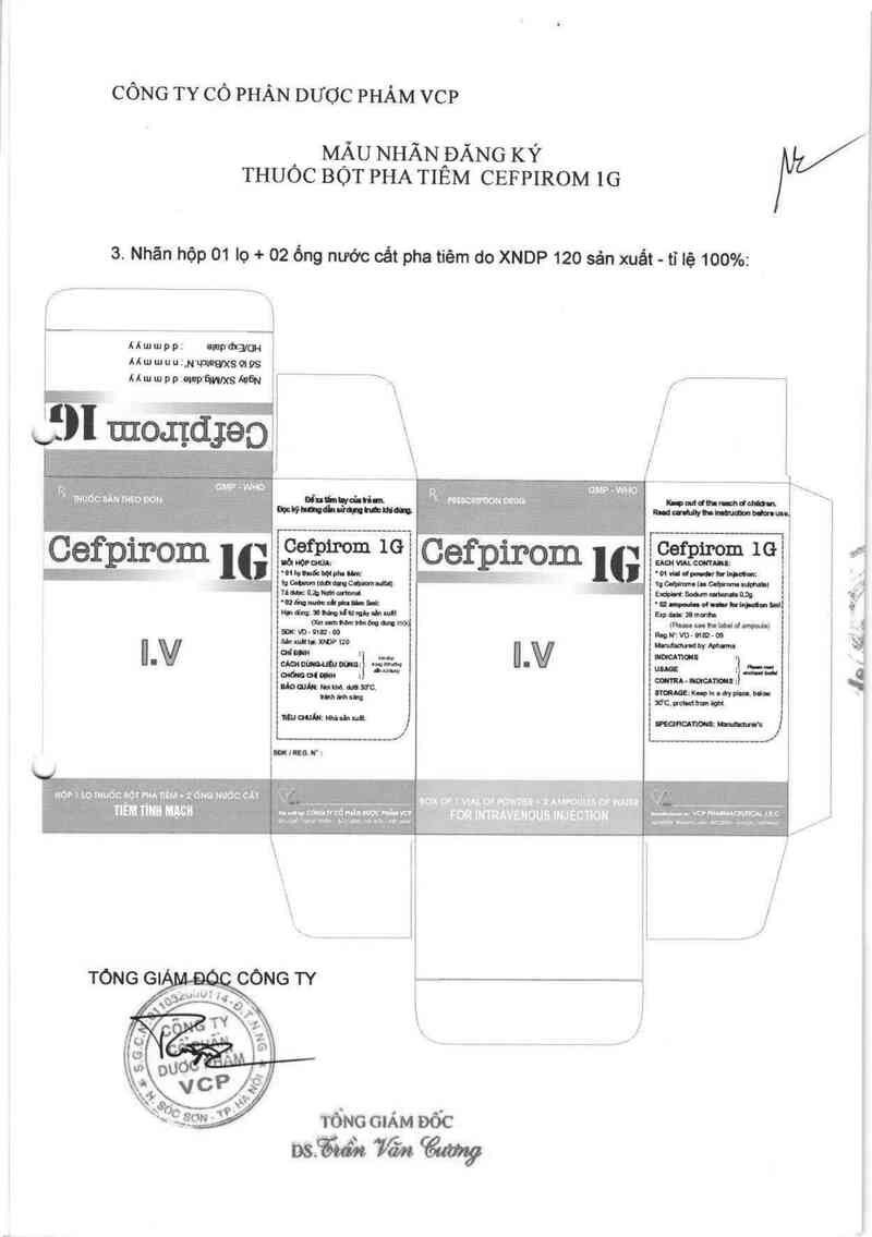 thông tin, cách dùng, giá thuốc Cefpirom 1g - ảnh 1