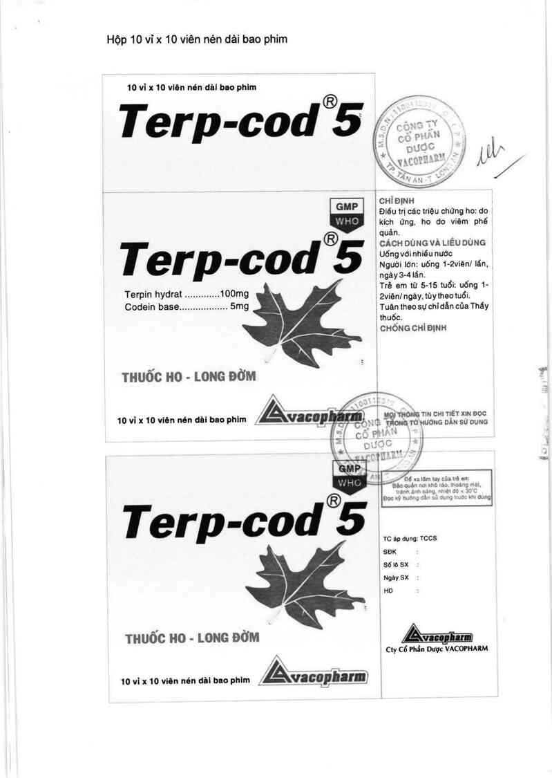 thông tin, cách dùng, giá thuốc Terp-cod 5 - ảnh 1