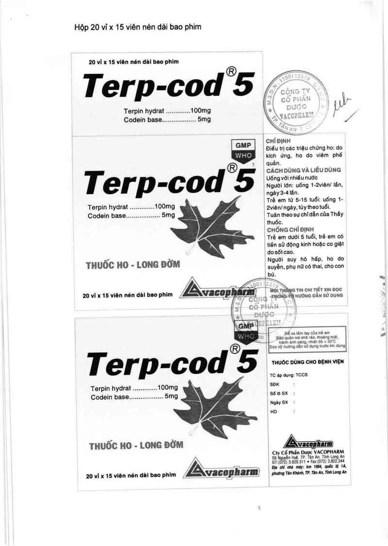 thông tin, cách dùng, giá thuốc Terp-cod 5 - ảnh 3