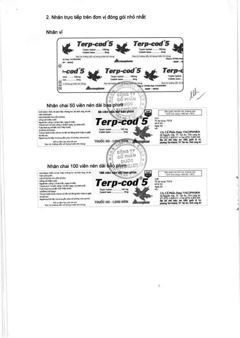 thông tin, cách dùng, giá thuốc Terp-cod 5 - ảnh 4