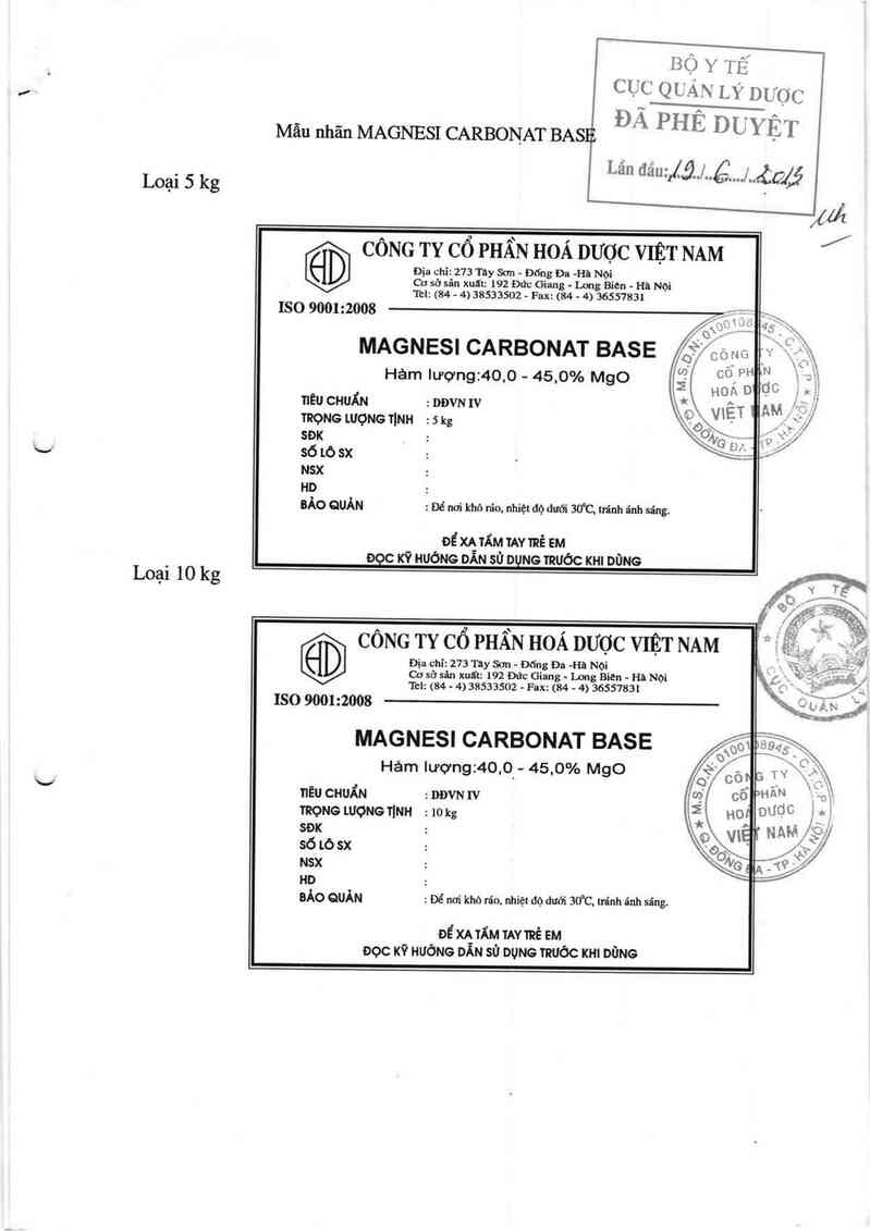 thông tin, cách dùng, giá thuốc Magnesi carbonat base - ảnh 0