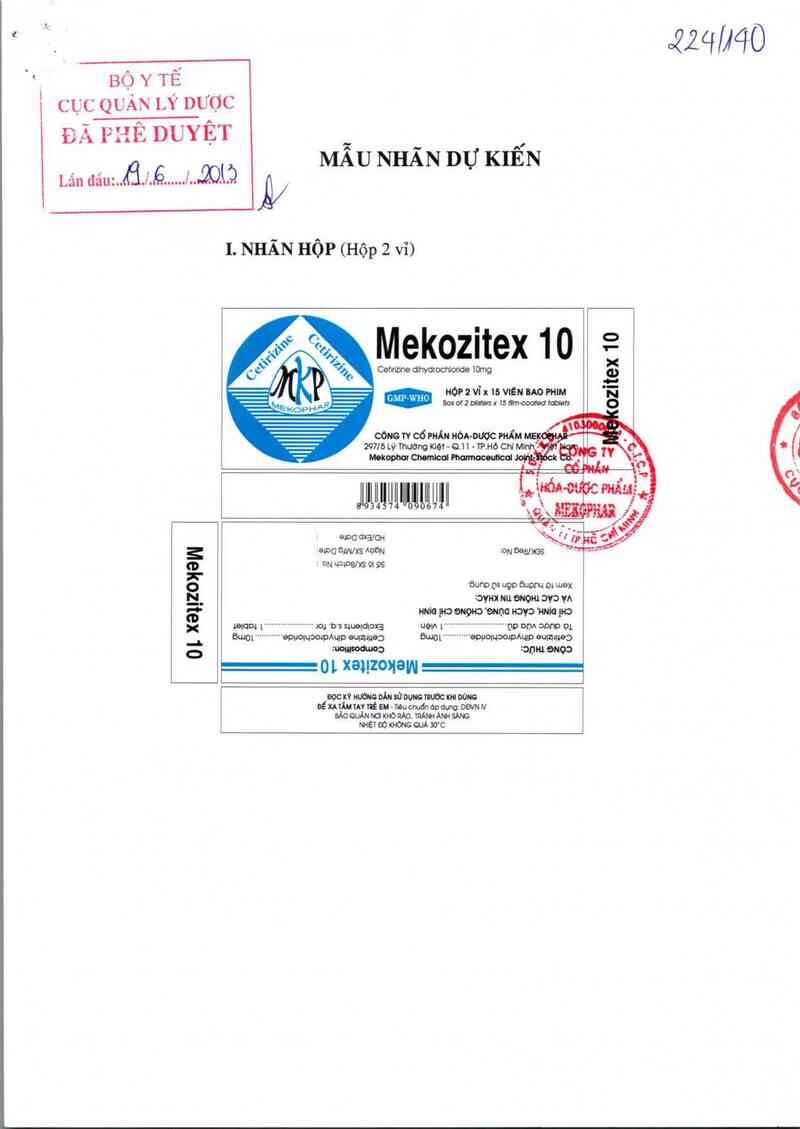 thông tin, cách dùng, giá thuốc Mekozitex 10 - ảnh 0