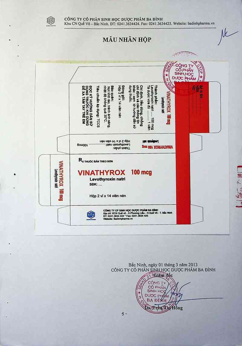 thông tin, cách dùng, giá thuốc Vinathyrox 100 mcg - ảnh 1