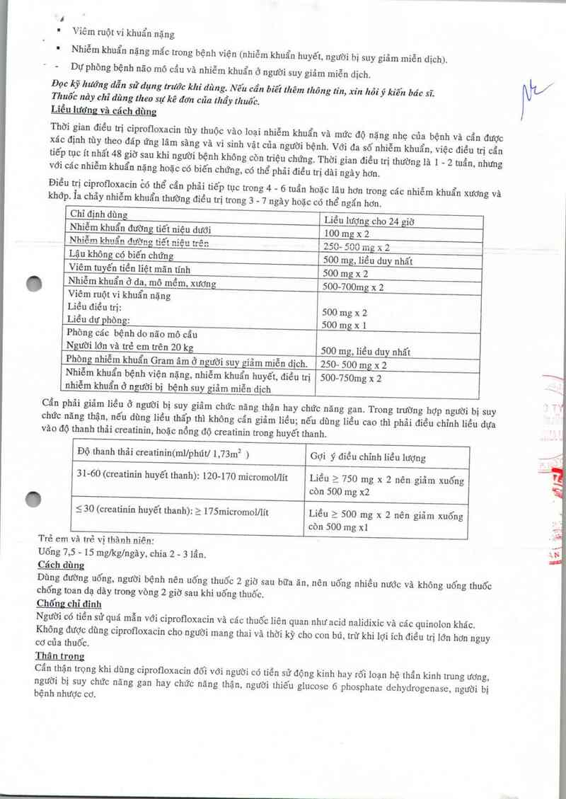 thông tin, cách dùng, giá thuốc Ciprofloxacin - ảnh 2
